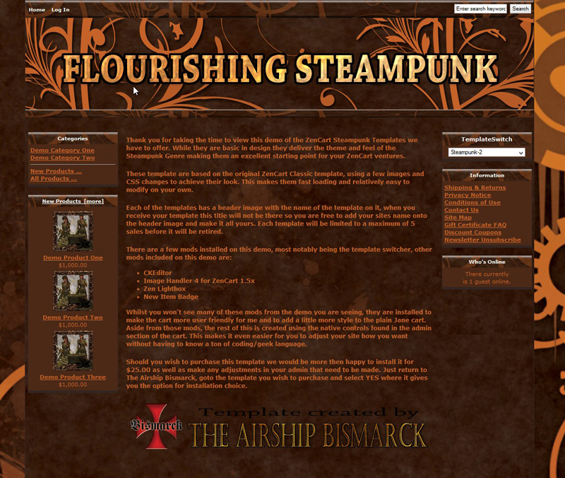Flourishing Steampunk ZenCart Template