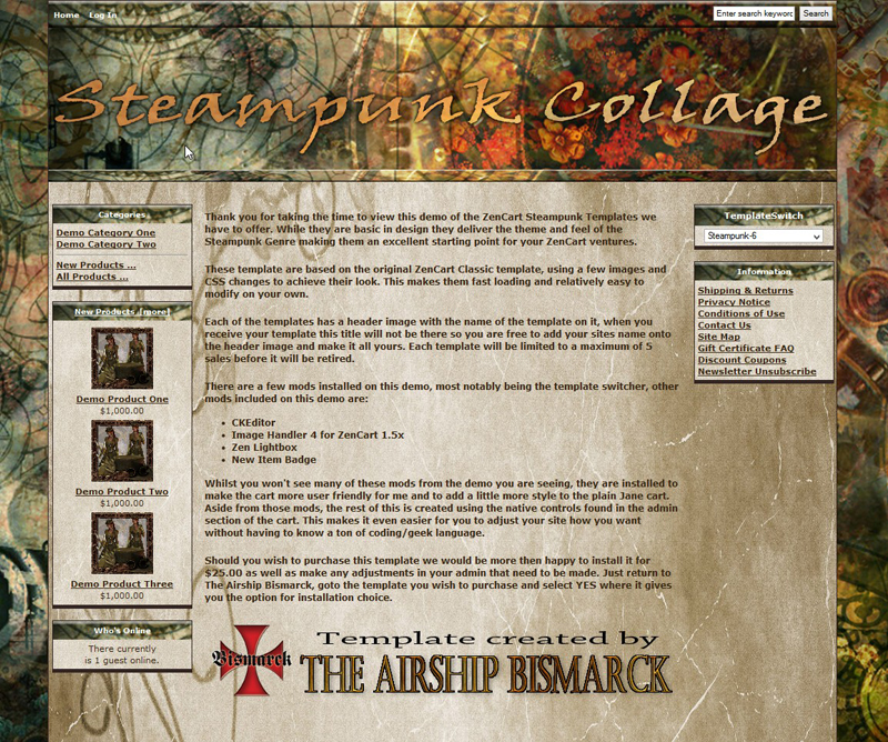Steampunk Collage ZenCart Template - Click Image to Close