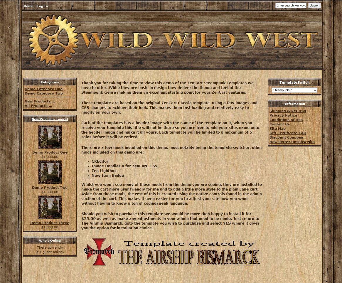 Wild Wild West ZenCart Template