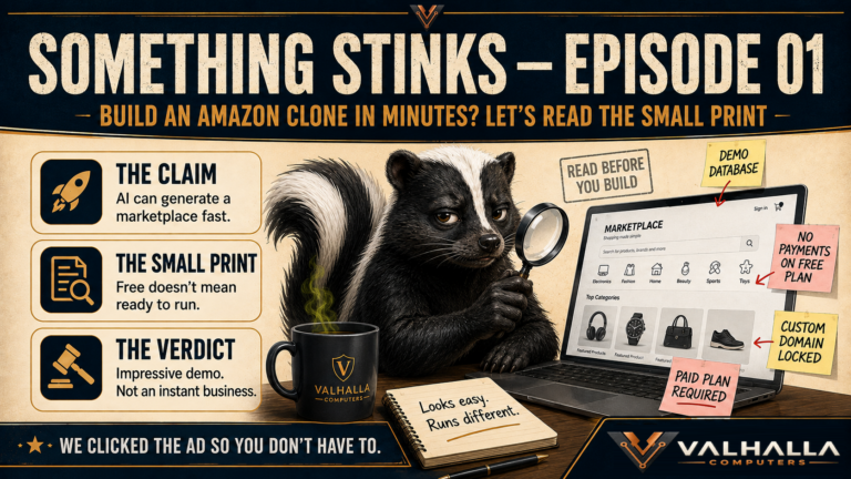 Something Stinks — Episode 01: “Build an Amazon Clone in Minutes?” Let’s Read the Small Print