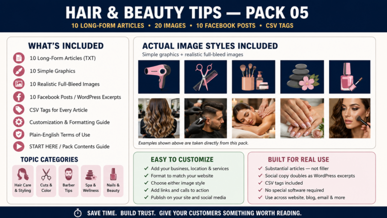 Hair and Beauty Tips – Ready Pack 05