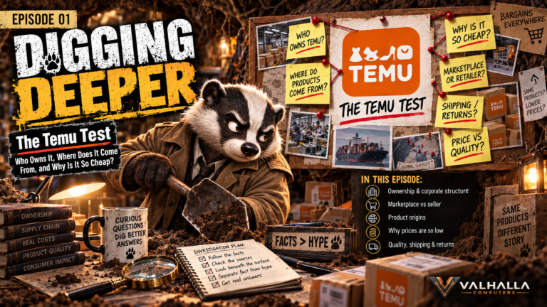 Digging Deeper – Episode 01: The Temu Test — Who Owns It, Where Does the Stuff Come From, and Why Is It So Cheap?