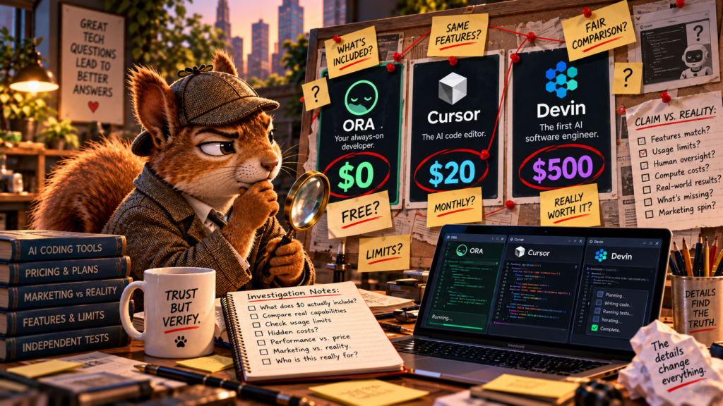 ORA Says 0 While Cursor Costs 20 and Devin 500 What the Ad Leaves Out