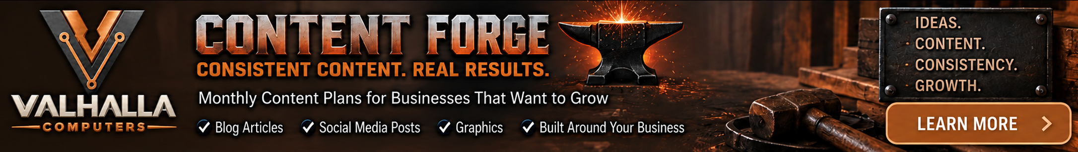 Valhalla Content Forge — consistent monthly content plans for small businesses