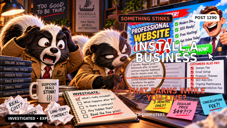 Skunk investigators examining an AI Flipping online-business offer and the claim that it can earn while the owner lives their life.